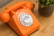 Vintage 1960s Retro GPO 706 Dial Telephone - Bright Orange - Fully Refurbished