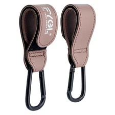 Stroller Hooks - Leather Buggy Clips Pushchair Carabiner Clip for Bags Easy A...