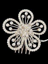 Vintage Style Rhinestone Starburst Flower Hair Comb