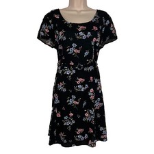 Vintage Y2K Beechers Brook Dress Womens Size 8 Belted A-Line Short Sleeve Floral