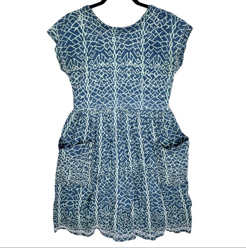NoaNoa Hawaii Kleid Vintage Damen Größe S Blau Grün Kurzarm Oversize