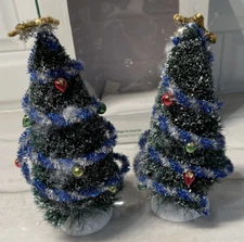 Department 56 Village Accessories Decorated Sisal Trees Set of 2 w/Box RETIRED