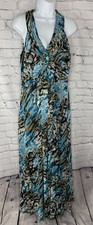 JESSICA HOWARD Missy Teal Turquoise Maxi Dress Animal Print Embellishment SZ 12