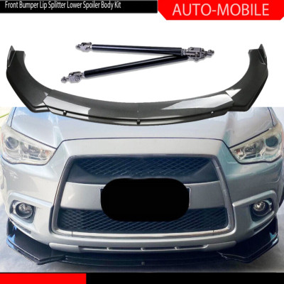 For Mitsubishi ASX 03-15 Carbon /Fiber Style Front Bumper Lip Spoiler Strut Rods