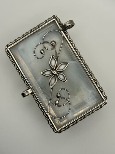 Vintage Stained Glass Jewelry Trinket Box Floral White Hinged Top 5” X 3.5” X 2 - Picture 1 of 9