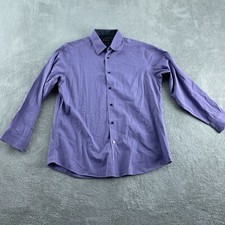 Ben Sherman Mens Long Sleeve Purple Striped Button-Up Shirt Size L 1554