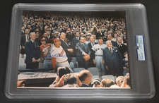 Rare TED WILLIAMS & President RICHARD NIXON Signed 8x10 Photo-HOF-PSA Slabbed