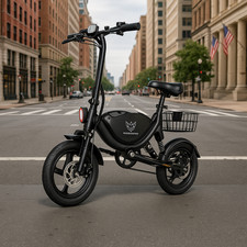 Windhorse W3 500W Adult E-Bike 20mph 36V8Ah DualSusp DiscBrake Basket Commute