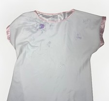 Natori Classics Vintage Long Satin Nightgown White Floral Embroidery size M