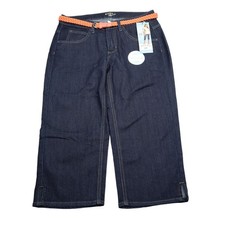 Lee Riders Jeans Womens 8 M Blue 31 x 20 Denim Capri Belted Mid Rise Stretch New