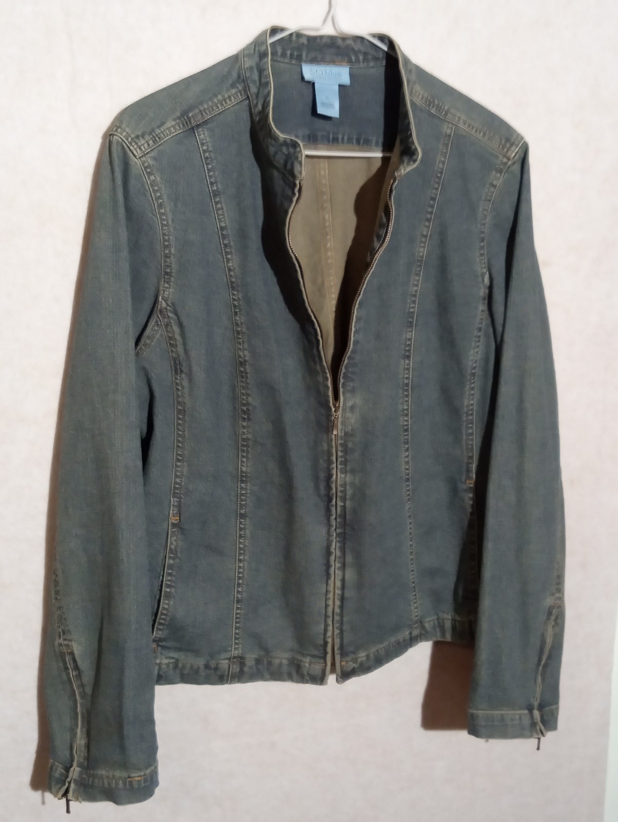 Vtg. Sigrid Olsen Women's Denim Jean Biker Jacket W/Zipper Closure & Sleeves XL