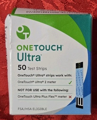 One Touch Ultra Blood Glucose Test Strips 50 Strips Expires 5/31/26 New Sealed 