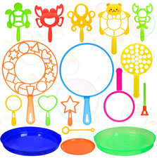 Bubble Wands Set for Kids,17 Pcs Assorted Bubble Wands with Tray, Big Bubble Mak