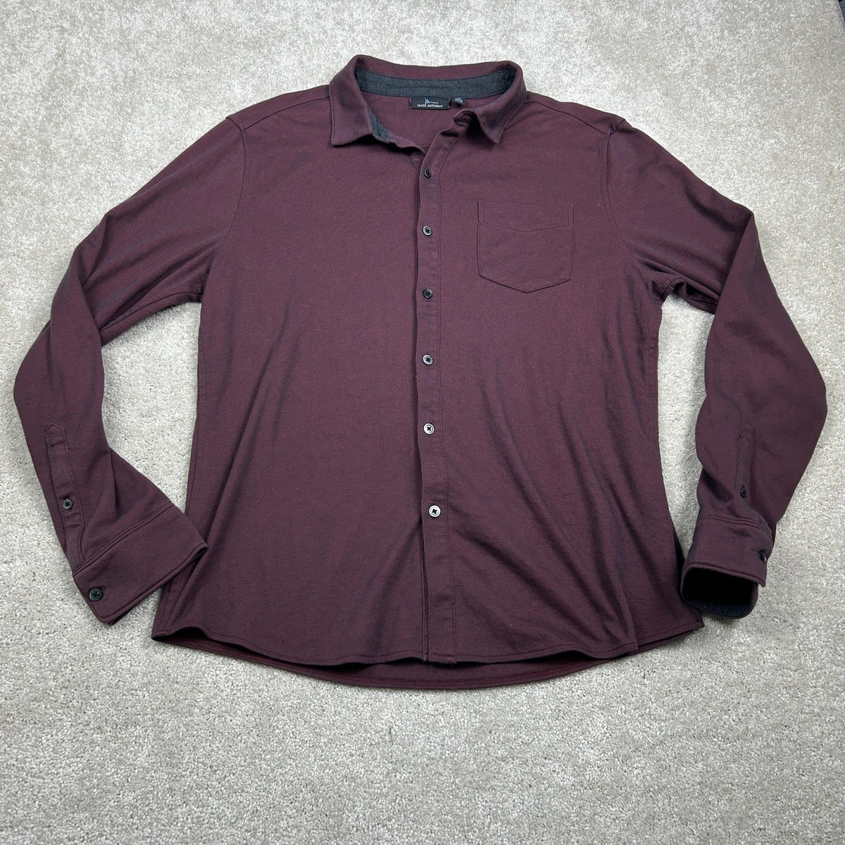 men's marc anthony slim fit non iron stretch dress shirt Marc Anthony Luxury Navy Indigo Tex Long Sleeve Button Down Shirt Slim Fit