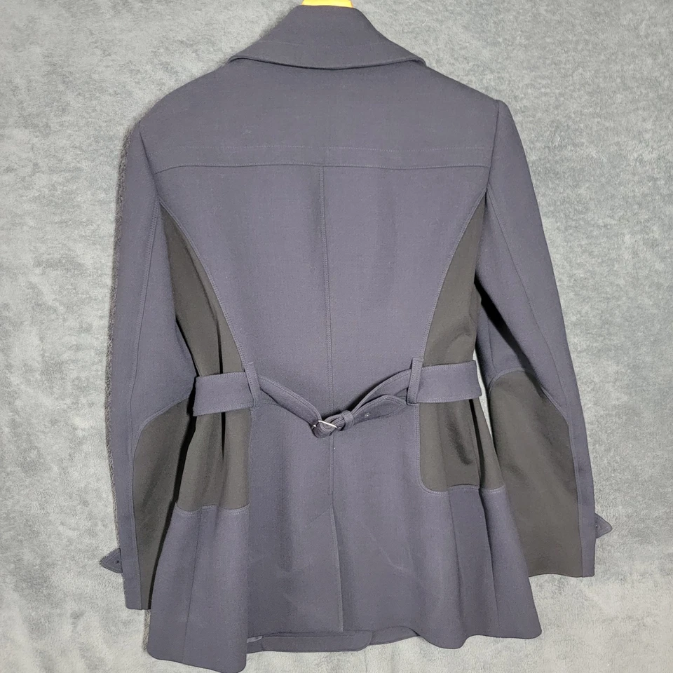 Burberry London гороха пальто женщин размер 10 синий черный тень проверить двубортный - Изображение 2 из 4