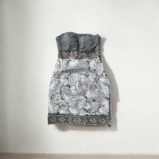 Sue Wong Nocturne Bead  Ribbon Strapless Cocktail Dress