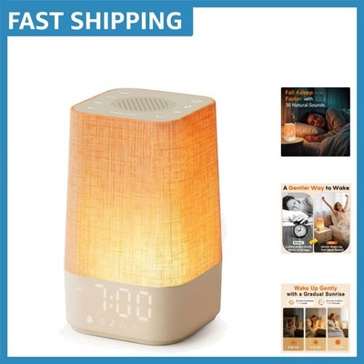 Adjustable Sunrise Alarm with 30 Soothing Sounds & 10-60 Min Timer for Sleepers