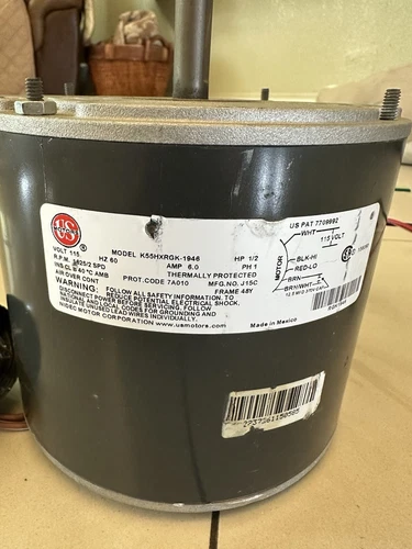 U.S. Motors Furnace Air Blower Motor 1/2 HP 115 Volt 1000 RPM 48Y Frame HVAC