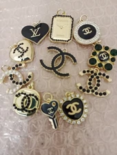 11   Pc Set Designer Zipper Pull Chanel  Button Charm Pendant 