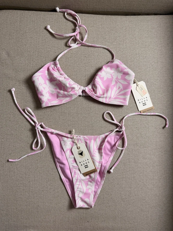 NEUF AVEC ÉTIQUETTE set bikini Billabong rose, taille M NEW WITH TAG - Photo 1/4