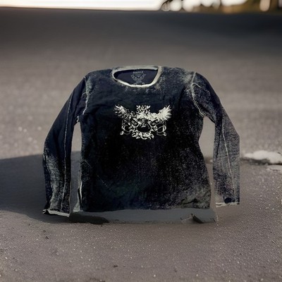 Inserch Vtg Y2K Graphic Tee Long sleeve Grunge Distressed Acid washed