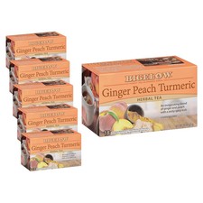 Ginger Peach Turmeric Herbal Tea Bags, 18 Count, Pack of 6, Caffeine Free Kosher