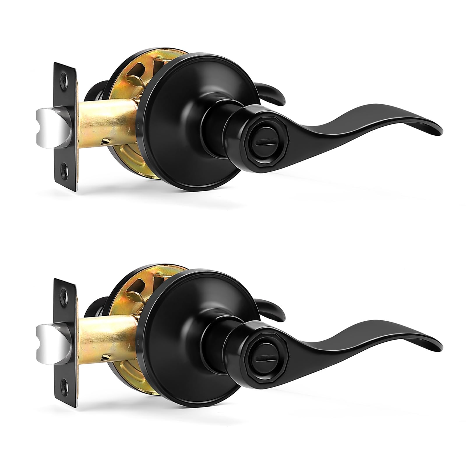 Interior Door Handle Privacy Door Levers Door Handle Matte Black for Bathroom...-image