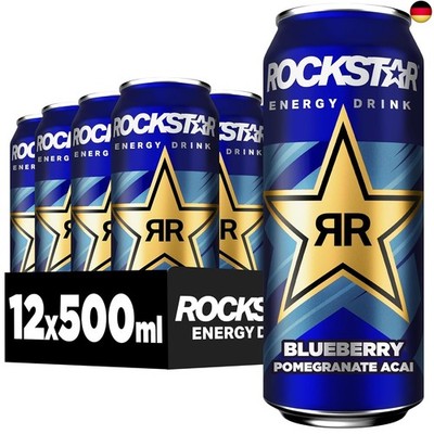Rockstar Energy Drink Blueberry Geschmack - Koffeinhaltiges Erfrischungsgetränk 
