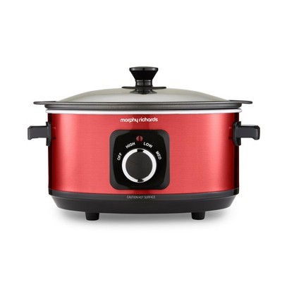 Morphy Richards Accents 3,5L Sear & Stew Schongarer, Shatter 3,5 Liter, rot 