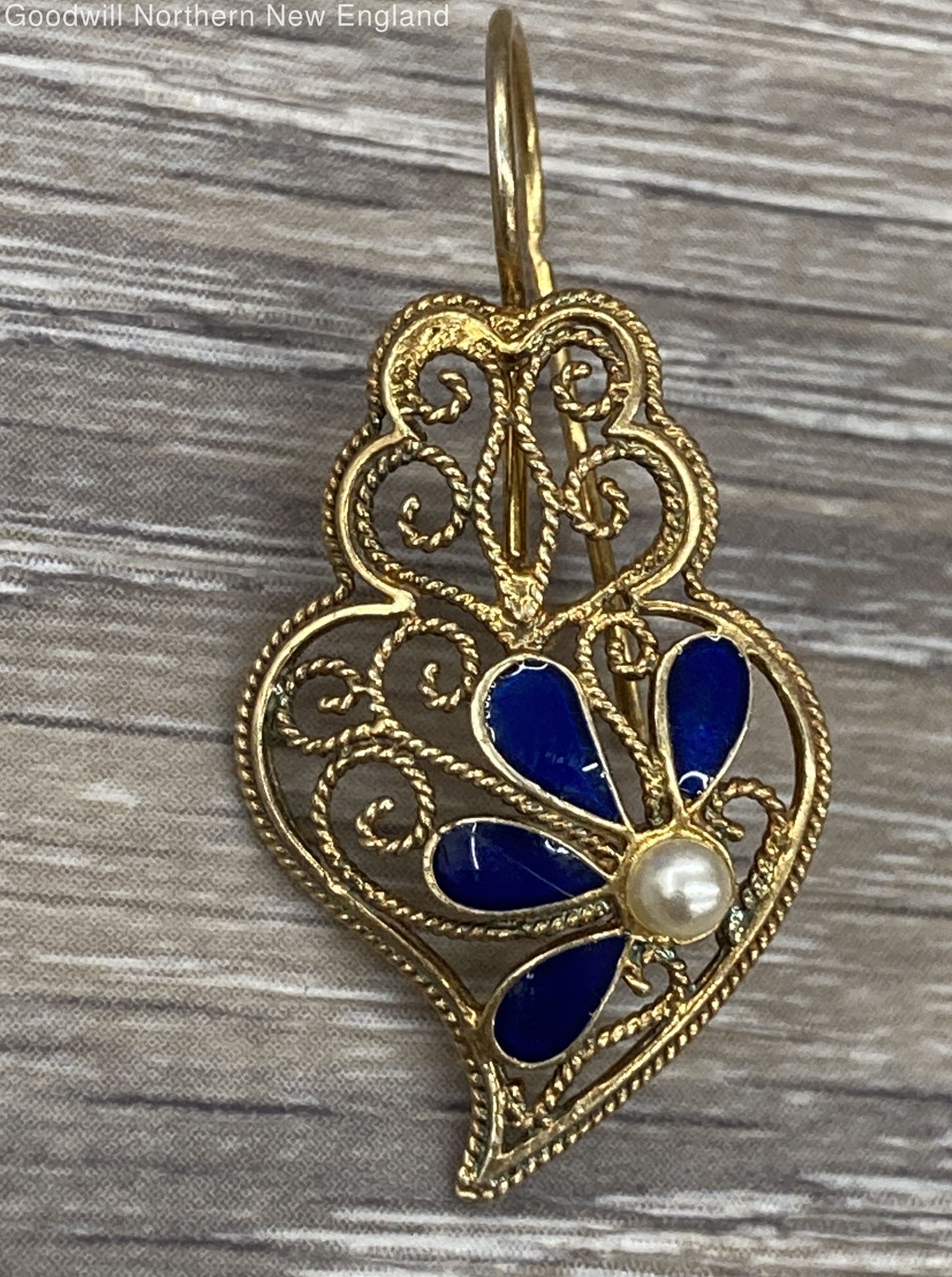 Hallmarked Tests Sterling Silver Wirework Blue En… - image 2