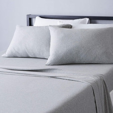 4 Piece Breathable 100 Cotton Jersey Knit Bed Sheet Set, Includes Flat and Fitt