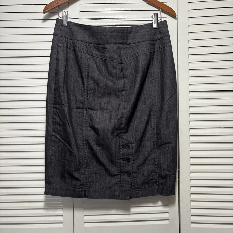 Willi Smith Womens Cotton Black Denim Jean Skirt A Line Knee Length Size 6 - Image 3 of 4