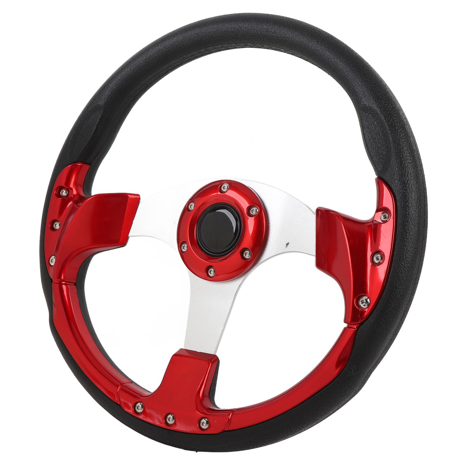 14in Universal Steering Wheel With Horn Button Racing Style PU Aluminum For Stan