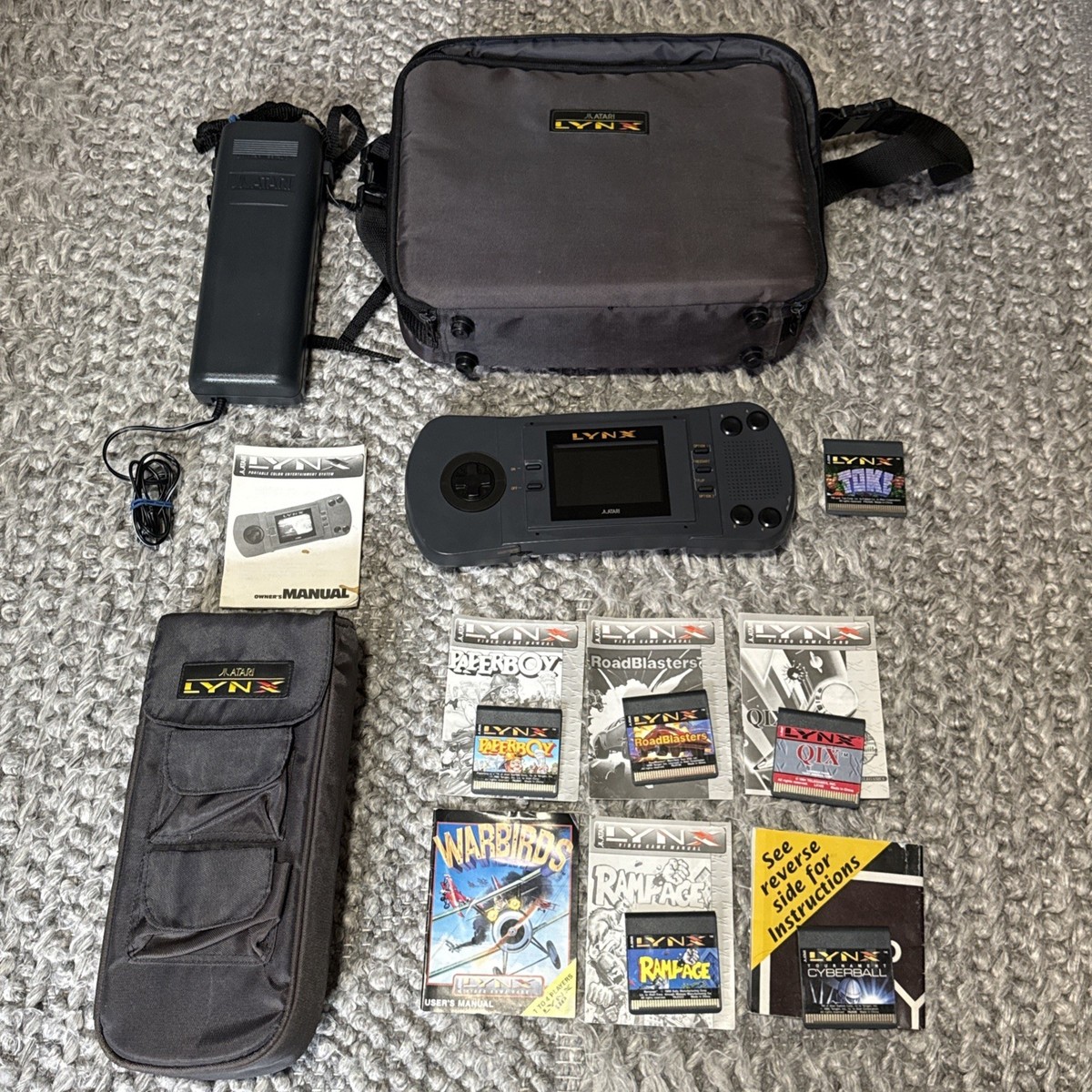 Atari Lynx Model 1 System, Games, Carrying Cases, Manuals, etc