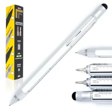 USA 9-in-1 Tool Mechanical Pencil in Silver – Multifunctional Pencil with Sty...