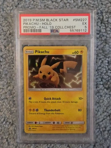2019 POKEMON SM BLACK STAR PROMO FALL 2019 COLLECTOR CHEST PIKACHU-HOLO PSA 5