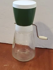 Vintage Federal Housewares Chicago Nut Grinder Chopper, Dark Green, Glass    14C