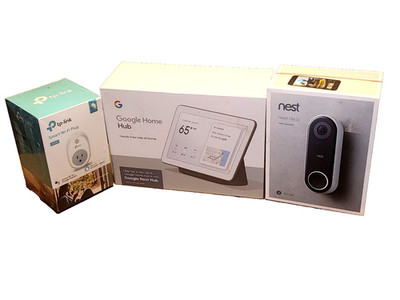 Google Smart Home Bundle   Nest Hub 2nd Gen, Nest Hello Doorbell & TP Link Smart