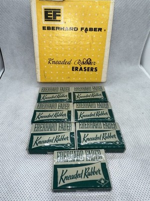 Vintage Erasers Eberhard Faber Kneaded Rubber 7 Erasers Ephemera With Box 1224