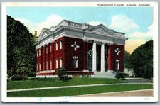 Vintage Linen Postcard Presbyterian Church Auburn Alabama 1930s brick building