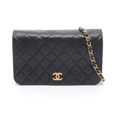 CHANEL Matelass Full Flap Shoulder Bag Lambskin (Sheep Leather) Ladies Black Use