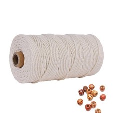 3mm 109 Yard Beige 4-Strand Natural Cotton Macrame Rope for Wall Hanging Crafts