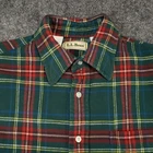 LL Bean Vintage Button Up Flannel Shirt Mens Medium Plaid Cotton Green Red Blue