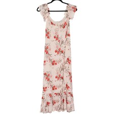Reformation Butterfly Floral Print Maxi Dress Size 10 Cream Red Flutter Sleeve