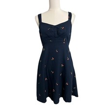 Old Navy Cherry Sundress Womens Small Tall Blue Fit & Flare Sweetheart Summer