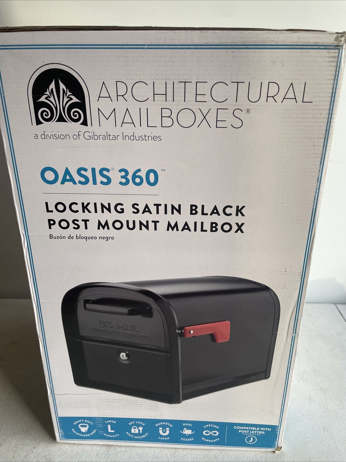 Oasis 360 Black, Large, Steel, Locking Parcel Mailbox with 2-Access Doors