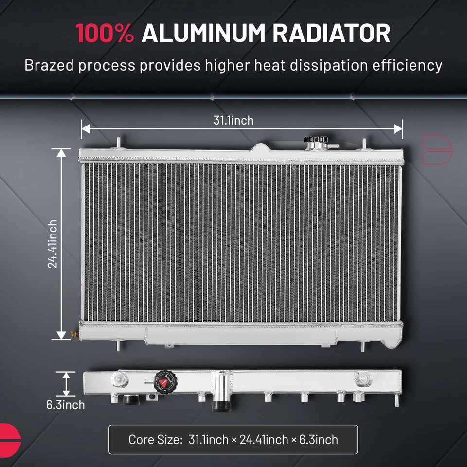 2-ROW 40mm FULL ALUMINUM RACING RADIATOR FIT FOR 2003-2005 Subaru Impreza 2.0L Foto 3 de 4