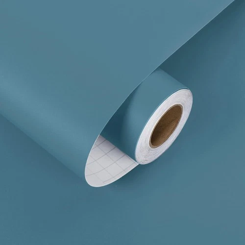 HotDecor Peel & Stick Vinyl Wallpaper Plain Blue 60 x 300cm Self-Adhesive – Blue