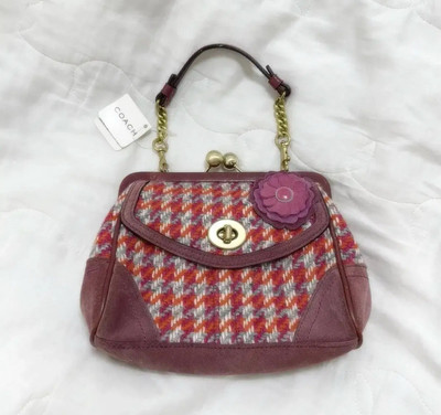 バッグ Coach leather kiss lock Hand bag Rare RARE Coach 1941 Kisslock Satchel Frame Bag with Tea Roses