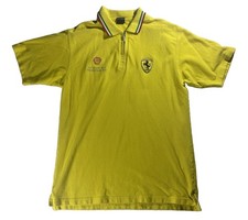 Vintage Ferrari USA Grand Prix Indianapolis 2000 Polo Shirt Yellow XL Zip